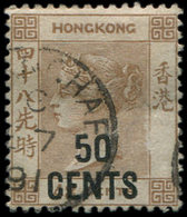HONG KONG 50 : 50c. Sur 48c. Bistre, Obl., TB - Other & Unclassified