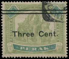 MALAYSIA  PERAK 38 : 3c. Sur 1d. Vert Et Vert-jaune, Obl., TB - Perak