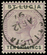 SAINTE-LUCIE 37 : 10s. Violet-brun Et Noir, Planche 2, Obl. Centrale ST LUCIA 12/4/97, TTB - St.Lucia (...-1978)