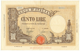 100 LIRE BARBETTI GRANDE B GIALLO TESTINA RETRO BI RSI 11/11/1944 BB/SPL - Sonstige