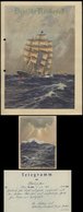 WW II Telegramm : Deutsche Reichspost Schmucktelegramm ,Segelschiff Mit Hakenkreuzfahne , Gebraucht Oberlahnstein 1937 - Covers & Documents