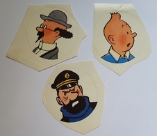 AUTOCOLLANT - LOT DE 3 - HERGE - PROFESSEUR TOURNESOL, TINTIN, CAPITAINE HADDOCK - DIAMETRE : 6cm - Autocolantes