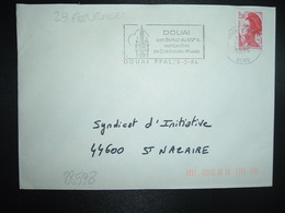 LETTRE TP LIBERTE 2,00 ROUGE OBL.MEC.29-2 1984 59 DOUAI PRINCIPAL NORD + 29 FEVRIER 1984 - Altri & Non Classificati