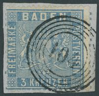 1860, 3 Kr. Lebhaftpreußichblau, Nummernstempel 404, Normale Zähnung, Prachtbriefstück, Mi. 90.- -> Automatically Genera - Other & Unclassified