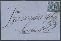 1863, 6 Kr. Preußischblau, Kleiner Prachtbrief Von 87 (MANNHEIM) Nach Saarbrücken -> Automatically Generated Translation - Sonstige & Ohne Zuordnung