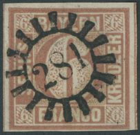 1849, 6 Kr. Braunorange, Type I, Zentrischer MR-Stempel 281 (REGENSBURG), Kabinett, Mi. 300.- -> Automatically Generated - Sonstige & Ohne Zuordnung