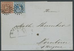 1858, 3 Kr. Blau Mit MR-Stempeln 606 Auf Brief Von ZWIESEL Nach Dornbirn, Pracht -> Automatically Generated Translation: - Sonstige & Ohne Zuordnung