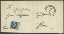 BAYERN 2II BRIEF, 1860, 3 Kr. Blau, Voll-überrandig, 2 Schnittlinien, Mit MR-Stempel 14 Auf Brief Von ASCHAFFENBURG Nach - Other & Unclassified