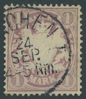 BAYERN 43 O, 1879, 1 M. Braunpurpur, Wz. 2, Normale Zähnung, Pracht, Mi. 110.- - Sonstige & Ohne Zuordnung