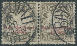 1885, 3 Pf. Türkisgrau, Wz. 3, Im Waagerechten Paar, Pracht, Mi. 280.- -> Automatically Generated Translation: 1885, 3 P - Otros & Sin Clasificación