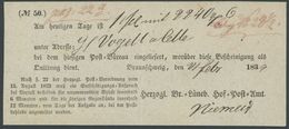 1839, Postschein Vom HERZOGL. BR. LÜNEB. HOF POST-AMT, Pracht -> Automatically Generated Translation: 1839, Postal Form  - Prefilatelia