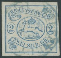 1852, 2 Sgr. Lebhaftpreußischblau, Zentrischer Blauer K2 WOLFENBÜTTEL, Pracht, Mi. 350.- -> Automatically Generated Tran - Braunschweig