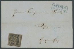 1862, 4/4 Ggr. Schwarz Auf Graubraun Mit Nummernstempel 39 Auf Brief Aus SEESEN, Pracht -> Automatically Generated Trans - Braunschweig