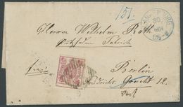 1864, 3 Sgr. Rosa Mit Nummernstempel 4 Auf Brief Von BLANKENBURG Nach Berlin, Randlinienschnitt Oben Linkes, Sonst Voll- - Brunswick
