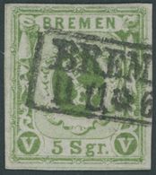 1859, 5 Sgr. Gelbgrün, Pracht, Signiert Gebr. Senf, Mi. 380.- -> Automatically Generated Translation: 1859, 5 Sgr. Yello - Bremen