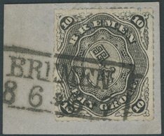 1863, 10 Gr. Schwarz, Durchstich D 1 II, Mit 3 Trennungslinien Auf Briefstück, R2 BREMEN, Kabinettbriefstück, Fotoattest - Brême