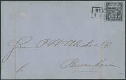 1866, 3 Gr. Schwarz Auf Graublau, Type I, Auf Brief Von BREMEN Nach Bremerhaven, Kleine Zahnmängel, Feinst, Gepr. Hoffma - Brême