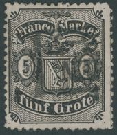 1867, 5 Gr. Schwarz Auf Mattgraubraun, Repariert Wie Pracht, Mi. 400.- -> Automatically Generated Translation: 1867, 5 G - Brême