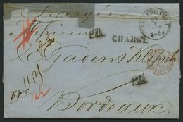 HAMBURG - THURN UND TAXISCHES O.P.A. 1859, HAMBURG T & T, K1 Auf Chargé-Brief Nach Bordeaux, 2x L1 CHARGÉ Und P.O., Fein - Other & Unclassified