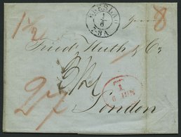 HAMBURG - GRENZÜBERGANGSSTEMPEL 1843, T 6 JUN, In Rot Auf Brief Von BRESLAU (K2) Nach London, Feinst - [Voorlopers