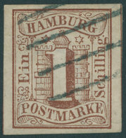 HAMBURG 2 O, 1859, 1 S. Rotbraun, Pracht, Gepr. Jakubek, Mi. 120.- - Hamburg (Amburgo)