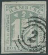 1864, 1 1/2 S. Graugrün, Pracht, Mi. 110.- -> Automatically Generated Translation: 1864, 1 1/2 S. Gray Green, Superb, Mi - Hamburg (Amburgo)