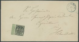 HANNOVER 9 BRIEF, 1856, 1 Gr. Schwarz, Rechtes Bordüren-Randstück Mit Nummer 6 Auf Brief Von EINBECK (blauer K1) Nach Ho - Hanover