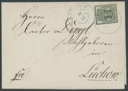 1857, 1 Gr. Schwarz/lebhaftolivgrün, Mit Blauem K2 Auf Brief Von GARTOW Nach Lüchow, Pracht -> Automatically Generated T - Hanovre