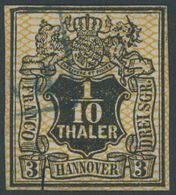 1856, 1/10 Th. Schwarz/orangegelb Mit Plattenfehler Huf Des Einhorns Fehlt, Pracht, Mi. 250.- -> Automatically Generated - Hanover