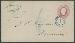 1857, 1 Gr. König Georg V Mit Blauem K2 HANNOVER BK Und Handschriftlicher 6 (6 Pf. Botenlohn Nach Dornum), Pracht, Gepr. - Hanovre