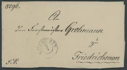 SCHWERIN, K2 Auf Brief (1852) Mit Inhalt Nach Friedrichsmoor, Rückseitiger Bahnpoststempel HAGENOW-ROSTOCK, Dekoratives  - Préphilatélie