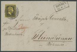 PREUSSEN 4a BRIEF, 1852, 3 Sgr. Schwarz Auf Gelb Mit Nummernstempel 182 Auf Brief Von BREMEN Nach Steinschönau, Diverse  - Altri & Non Classificati