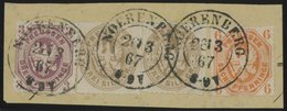 1867, 6 Pf. Orange, 3 Sgr. Hellbraun Und 3 Pf. Graulila Mit K2 NOERENBERG, Dekoratives Kabinettbriefstuck -> Automatical - Other & Unclassified