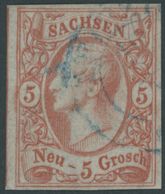 1856, 5 Ngr. Karminrosa, Blauer K2, Pracht, Mi. 150.- -> Automatically Generated Translation: 1856, 5 Ngr. Carmine Rose, - Saxe