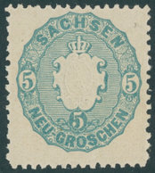 SACHSEN 19a **, 1863, 5 Ngr. Graublau, Postfrisch, Pracht, Mi. 60.- - Saxony