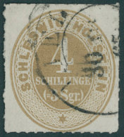 SCHLESWIG-HOLSTEIN 12 O, 1865, 4 S. Hellockerbraun, Zentrischer K2 ALTONA, Pracht, Mi. 1600.- - Schleswig-Holstein