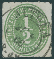 SCHLESWIG-HOLSTEIN 19 O, 1865, 1/2 S. Grünoliv, K2 ALTONA, Pracht, Mi. 120.- - Schleswig-Holstein