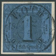 1852, 1 Gr. Schwarz Auf Blau, Idealer Zentrischer K2 GOTHA, Kabinettbriefstück -> Automatically Generated Translation: 1 - Sonstige & Ohne Zuordnung