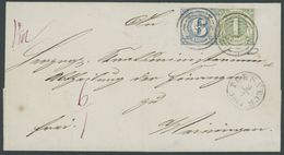 1864, 1 Kr. Grün Und 6 Kr. Blau Mit Nummernstempel 259 (POESNECK) Auf Prachtbrief Nach Meiningen -> Automatically Genera - Andere & Zonder Classificatie