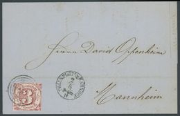 1863, 3 Kr. Karminrot Mit Nummernstempel 220 (FRANKFURT BAHNHOF) Nach Mannheim, Prachtbrief -> Automatically Generated T - Other & Unclassified