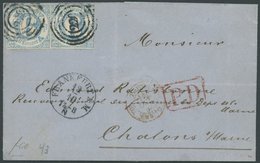 THURN Und TAXIS 43 BRIEF, 1865, 6 Kr. Hellblau, 2x Auf Brief Von FRANKFURT Nach Frankreich, Pracht, Gepr. Pfenninger Und - Autres & Non Classés