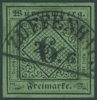 1851, 6 Kr. Schwarz Auf Blaugrün, Segmentstempel ZUFFENHAUSEN, Breitrandig, Kabinett -> Automatically Generated Translat - Autres & Non Classés