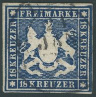 1859, 18 Kr. Blau, Rechtes Randstück, Waagerechter Bug Und Rückseitige Mängel, Sonst Farbfrisches Vollrandiges Prachtstü - Altri & Non Classificati