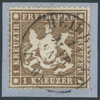 1860, 1 Kr. Braun, Dickes Papier, K2 HEILBRONN, Kabinettbriefstück, Mi. (180.-) -> Automatically Generated Translation:  - Sonstige & Ohne Zuordnung