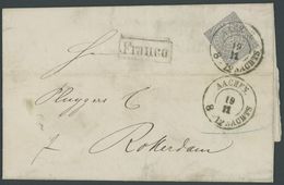 1869, 2 Gr. Lebhaftblaugrau Mit K2 AACHEN NACHTS Und R1 Franco Auf Brief Nach Rotterdam, Feinst -> Automatically Generat - Sonstige & Ohne Zuordnung