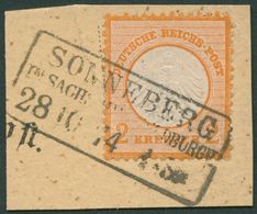 Dt. Reich 15 BrfStk, 1872, 2 Kr. Orange, R3 SONNEBERG In SACHS:MEININ. HILDBURGH., Prachtbriefstück, Mi. (250.-) - Gebruikt