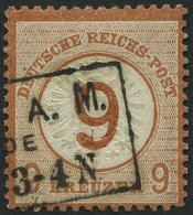 Dt. Reich 30 O, 1874, 9 Auf 9 Kr. Braunorange, Bugspur Sonst Pracht, Mi. 600.- - Usados