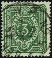 Dt. Reich 39aa O, 1884, 3 Pf. Dunkelgrün, Eckbug Sonst Pracht, Gepr. Zenker, Mi. 100.- - Sonstige & Ohne Zuordnung