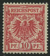 Dt. Reich 47I *, 1889, 10 Pf. Karmin Mit Plattenfehler T Von Reichspost Mit Querbalken, Falzrest, Pracht, Mi. 100.- - Andere & Zonder Classificatie