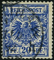 Dt. Reich 48ba O, 1892, 20 Pf. Schwarzblau, Bugspur Sonst üblich Gezähnt Pracht, Gepr. Zenker, Mi. 90.- - Sonstige & Ohne Zuordnung